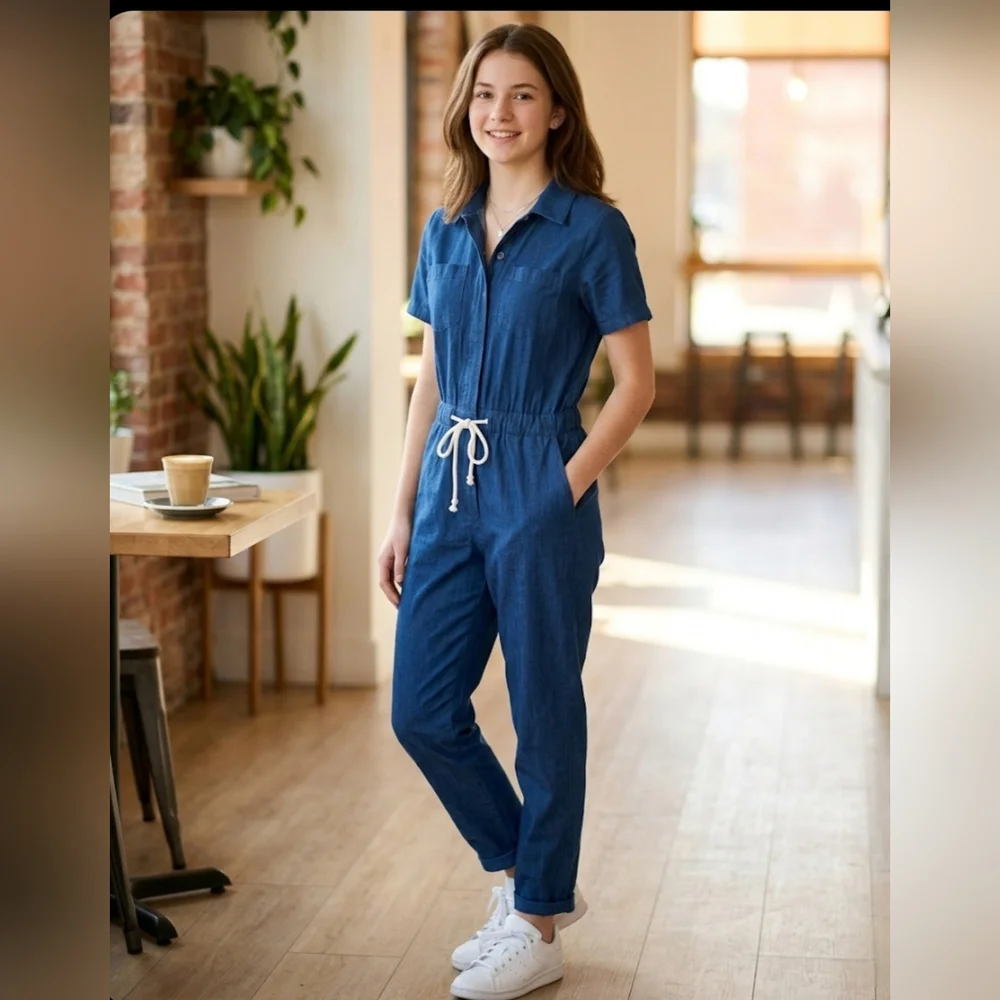 On S’en Fout des Garçons Blue Cotton Jumpsuit – Size 12 - Picture 1 of 16